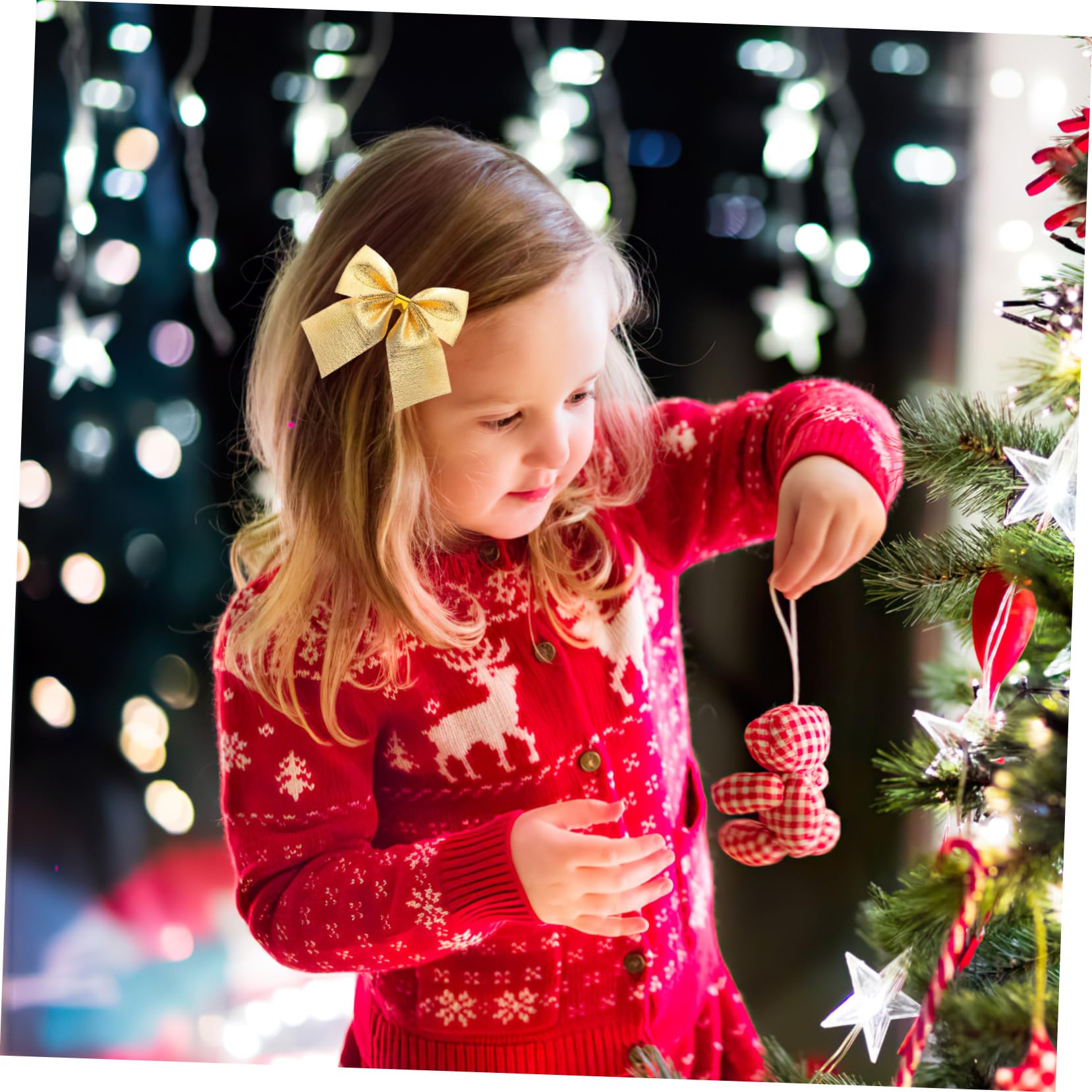 12 Piezas Lazos Dorados de para Árbol de Navidad Decorativos Colgantes Cintas Delicadas para Adornos Festivos y Regalos