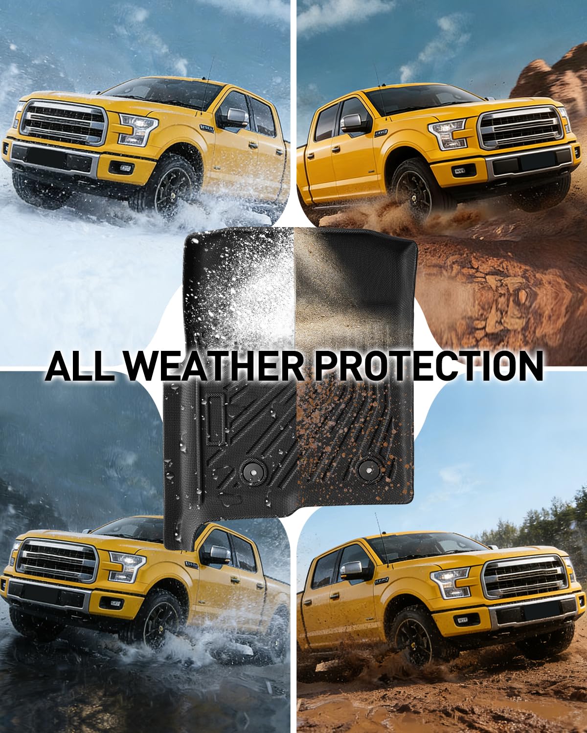 CreekT All Weather Floor Mats for Ford F150 2010-2014 SuperCrew Crew Cab Only for 1st Row Bucket Seat — view 5