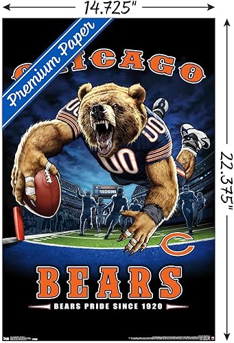 Miniatura 3 de Trends International NFL Chicago Bears - Póster de pared de End Zone 17, 14.725 x 22.375 pulgadas, versión premium sin marco