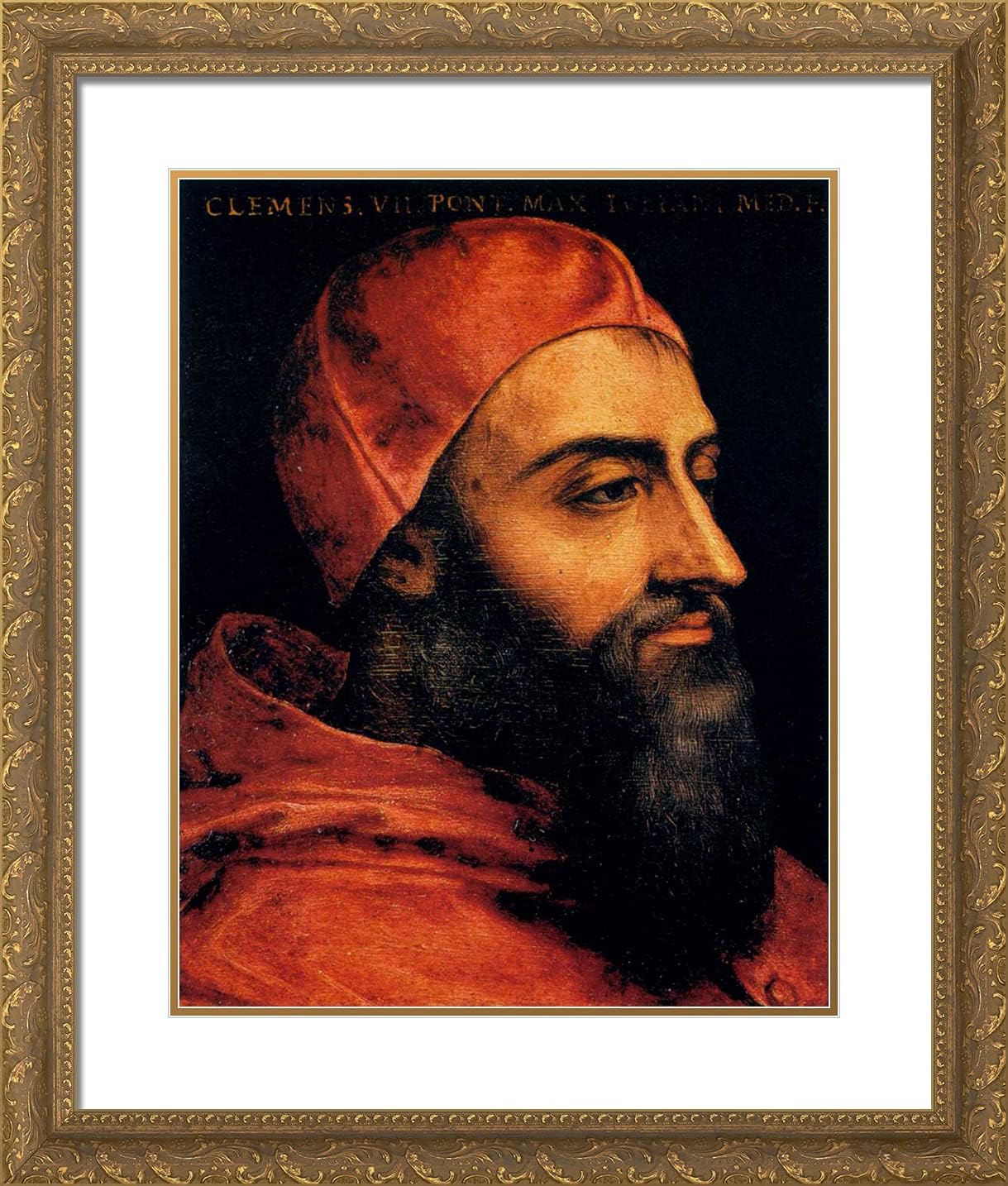 ArtDirect Bronzino, Agnolo 20x23 Gold Ornate Framed Art Print with Double Matting Titled: Portrait of Pope Clement VII