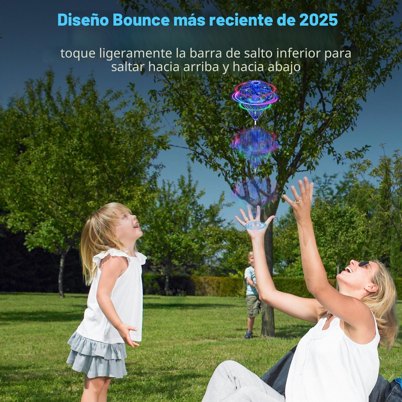 Mini dron para niños, pelota voladora, bola voladora con luz RGB, rotación 3D, bola de salto con 2 baterías, regalos de cumpleaños de Navidad para niños, juguete para niños a partir de 6 años