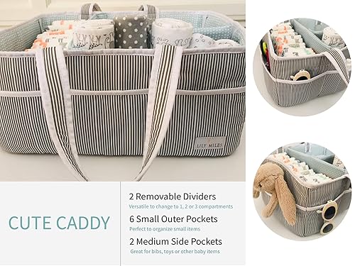 Miniatura 8 de Lily Miles Organizador grande para pañales para bebés, bolsa organizadora para bebés o niñas, cesta de baby shower, artículos imprescindibles para