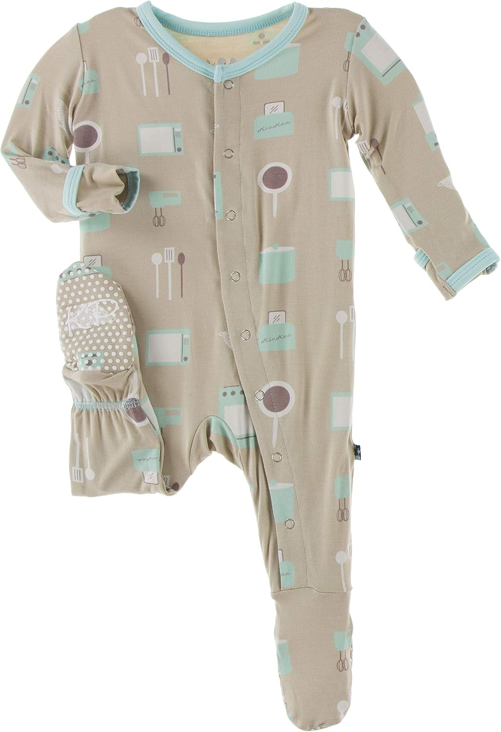 KicKee Pants Print Footies with Snaps, Super Soft One-Piece Jammies, Sleepwear for Babies