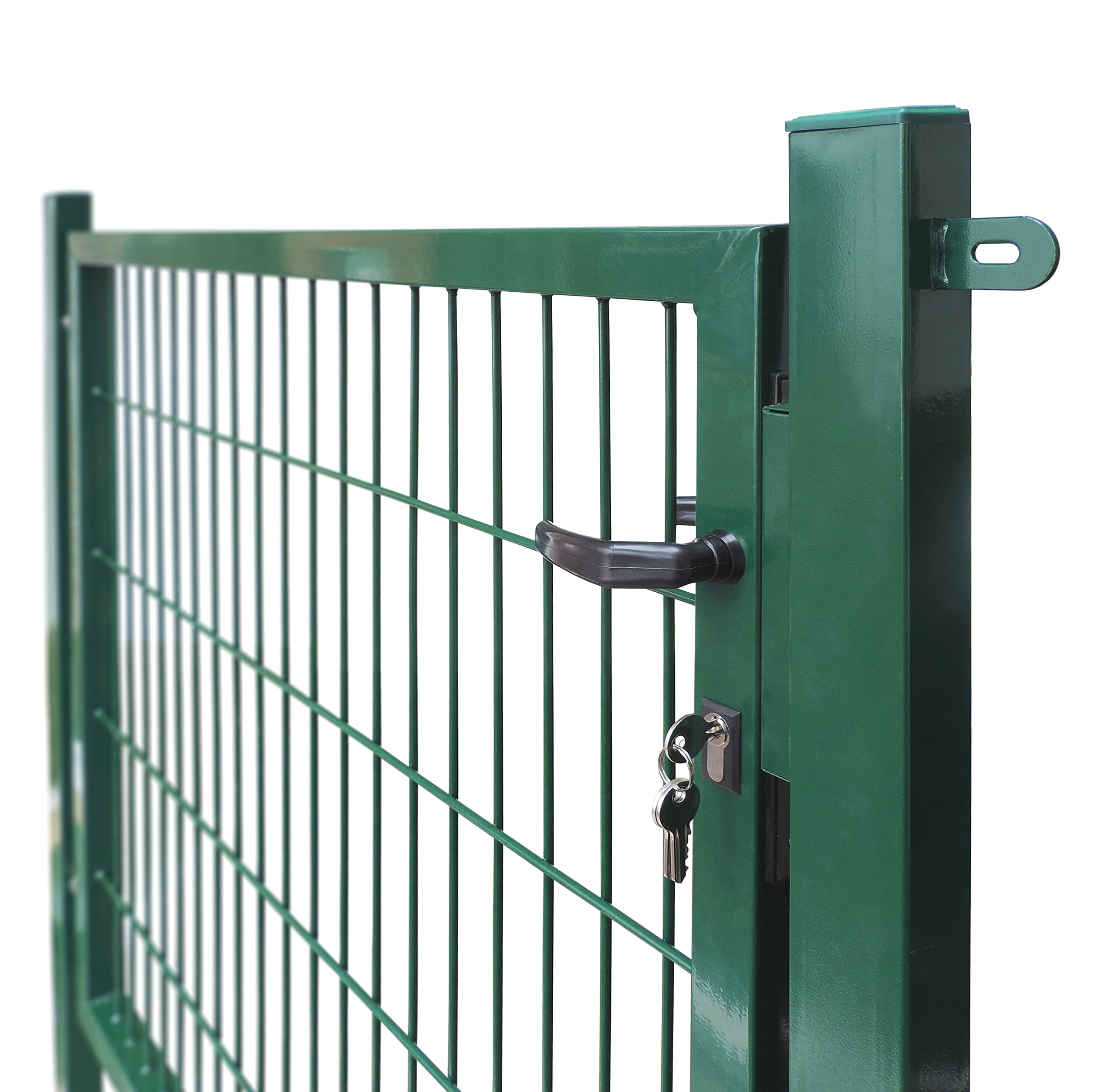 Arvotec Gartentor Easy (kein ausrichten der Pfosten notwendig durch Querverbindung !), BxH 1000 x 800 mm, grün - Tor für Doppelstabmattenzaun - komplett mit Pfosten, Montagematerial & Schloss