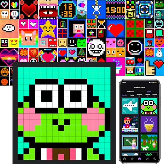 LED Pixel Art Display Screen, 16 * 16 LED Digital Clock