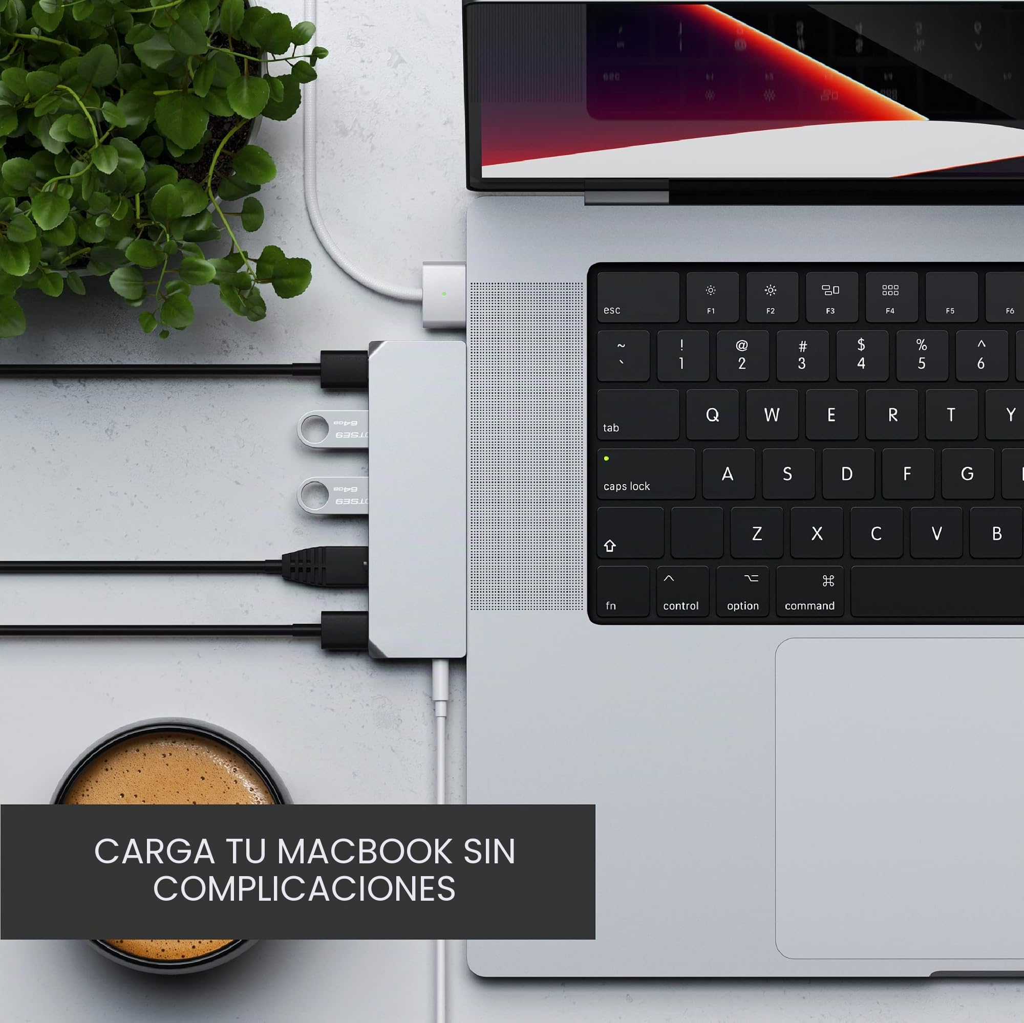 SATECHI Hub Dual USB C Pro 6 en 1, USB4 40Gbps, HDMI, 100W, Plata | Para MacBook Air y Pro, vídeo hasta 5K@60Hz, Ethernet, 1x USB-C y 2x USB-A a 5Gbps, puerto de audio