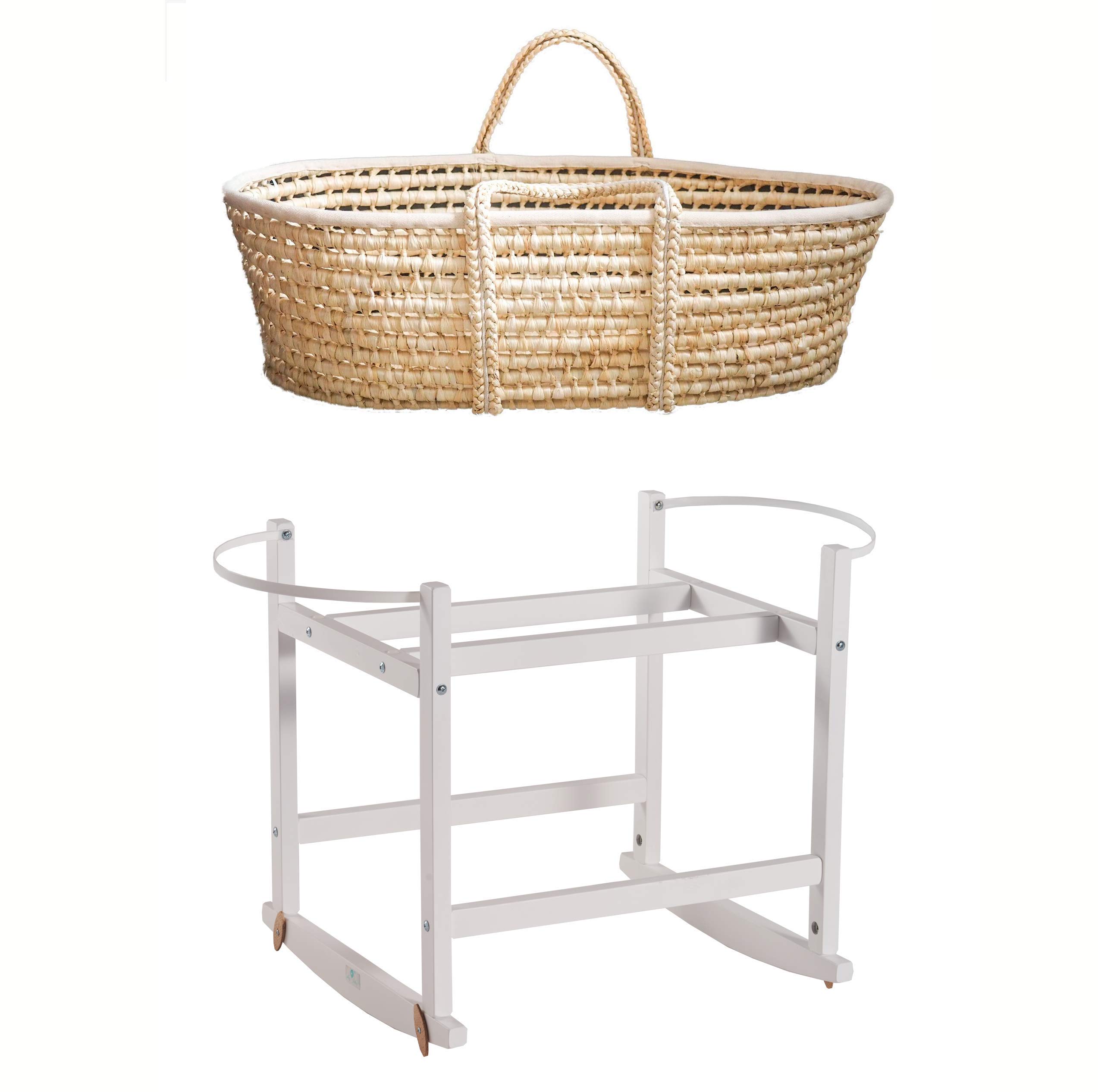 Panier pour bébé avec support à bascule et matelas à trois couches, berceau avec support en bois, linge de lit, lit pour bébé, chambre de bébé, 23