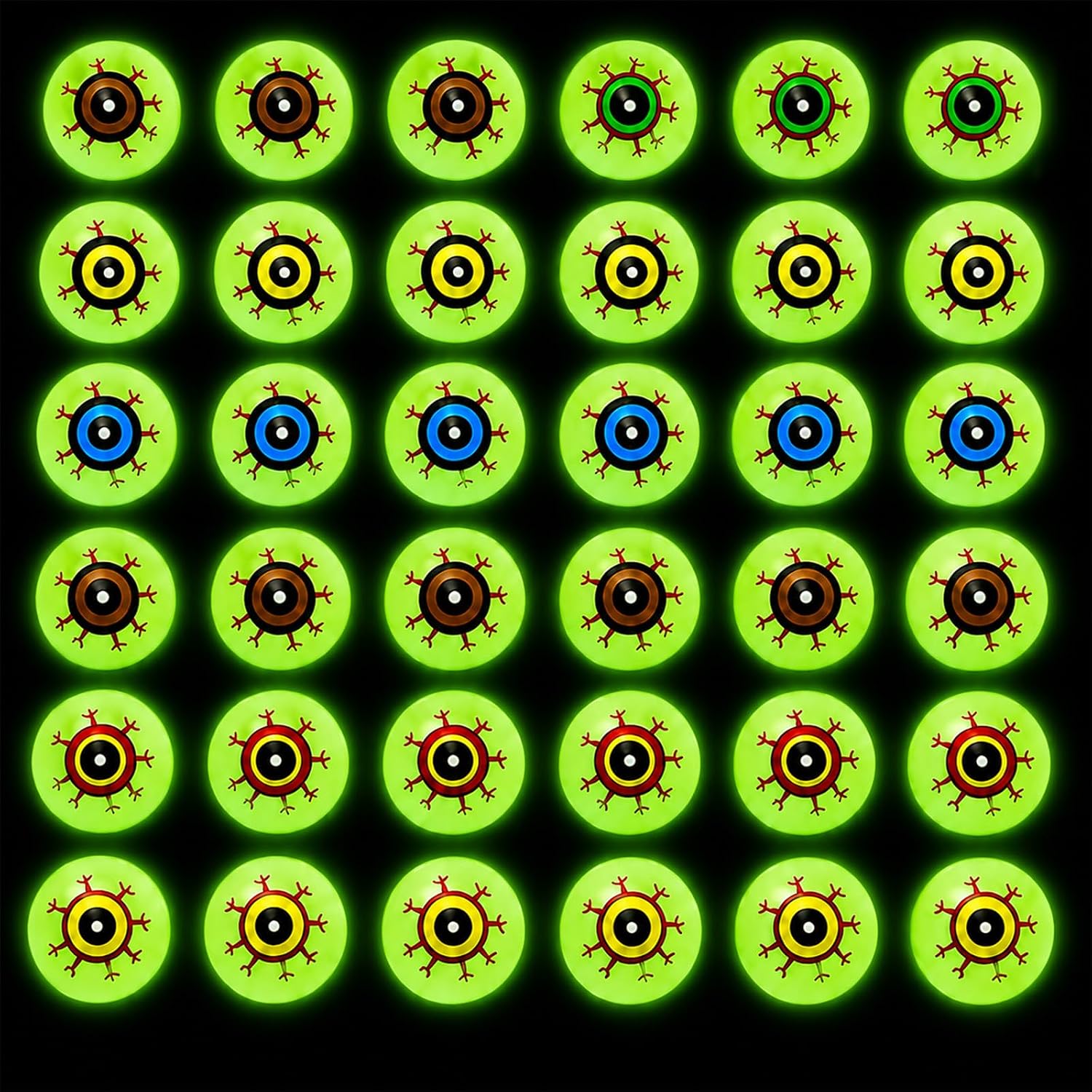 36Pcs 1.5Inch Glow in the Dark Plastic Eyeballs, Fake Halloween Eyeballs for Crafts and Prank Props.