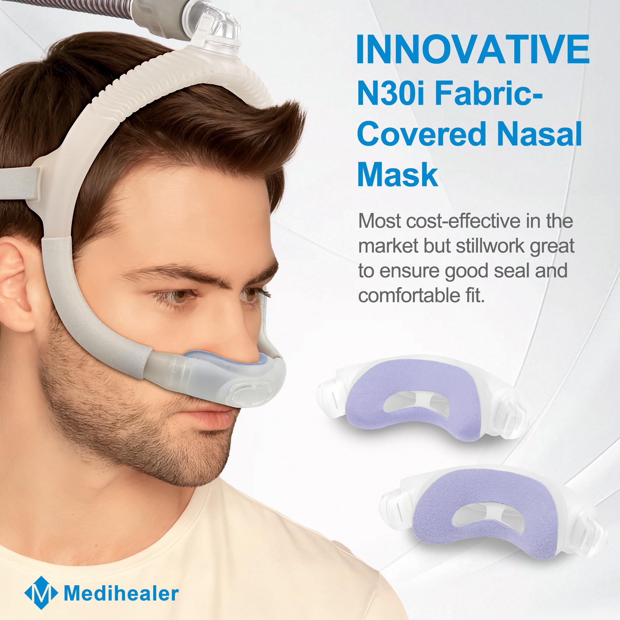 2 PCS N30i Nasal Cushion for AirTouch N30i (W),1 pc Soft Fabric Nasal Cushion& 1 pc Velvet-Lined CPAP Nasal Cushion for AirTouch N30i,Soft Fabric for All Seasons, Velvet-Lined for Fall/Winter(Purple)