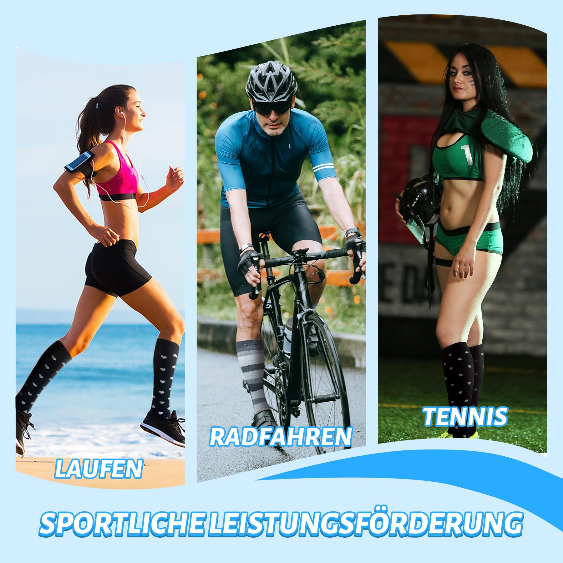 HIPOWER 5 pares de calcetines de compresión para hombre y mujer, coloridos, calcetines de compresión, calcetines de compresión, calcetines de compresión para vuelo, ciclismo, enfermera