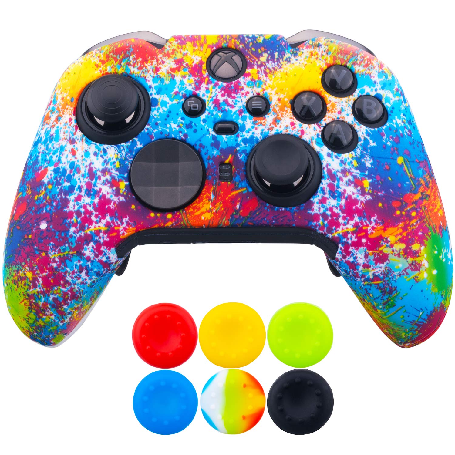 9CDeer 1 x Protective Customize Transfer Print Silicone Cover Skin Paints + 6 Thumb Grips Analog Caps for Xbox Elite Series 2 Controller