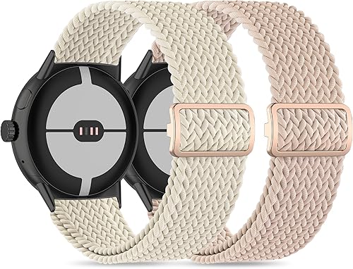 Miniatura 8 de Paquete de 2 correas trenzadas compatibles con Google Pixel WatchGoogle Pixel 2 Watch para mujeres y hombres, correas trenzadas elásticas suaves