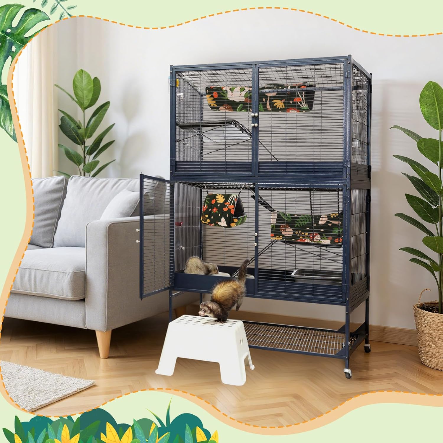 6 Pack Ferret Rat Hammock Set Guinea Pig Hideout Bed, Pet Hanging Tunnel Glider Toy Washable Large Hammock Toy Hideout Cage Accessories for Animals Squirrel, Bunny Chinchillas Hamster 4 81I3ncYcwkL. AC SL1500