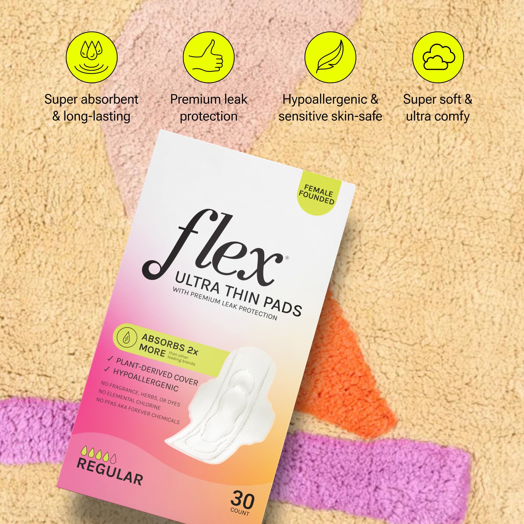 Flex Reusable Disc & Flex Ultra Thin Pads (30 Count) Bundle | Beginner-Friendly Tampon Alternative | Helps Fight Odor | Disc Capacity of 6 Super Tampons