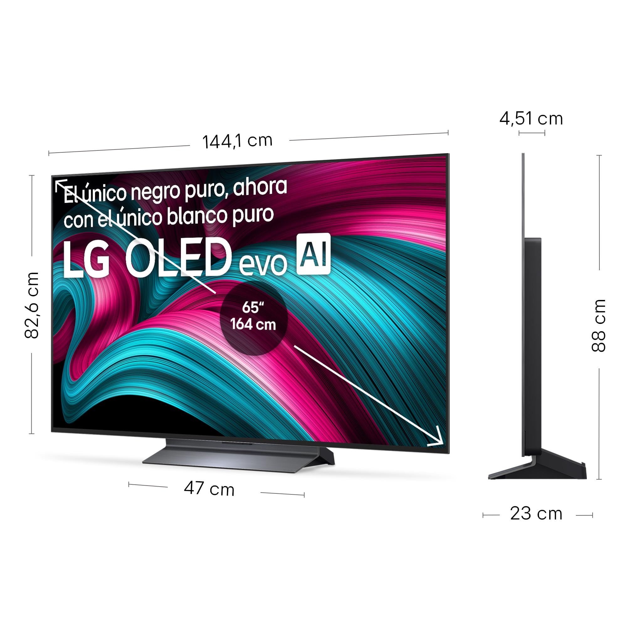 LG OLED65C54LA - TV 65", OLED EVO 4K, Smart TV AI C5, WebOS 25, Super Upscaling, Dolby Vision y Dolby Atmos, AMD FreeSync, Alexa/Google Assistant, Negro