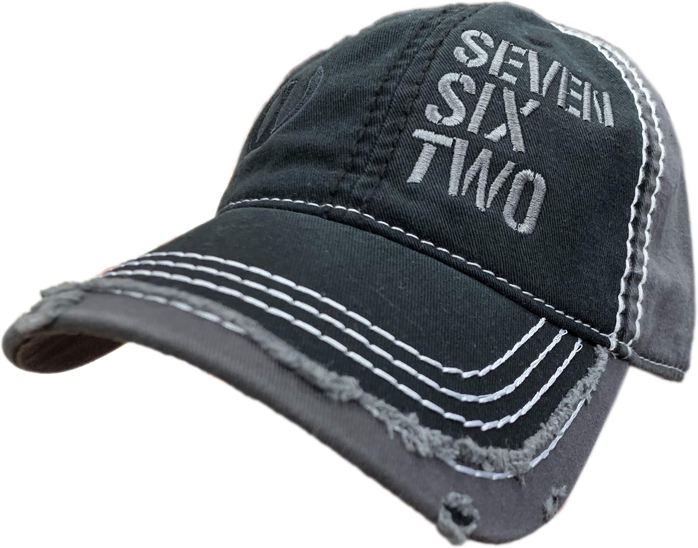 Seven Six Two Ak-47 Hat/Cap Black/Grey Distressed 7.62 Rifle