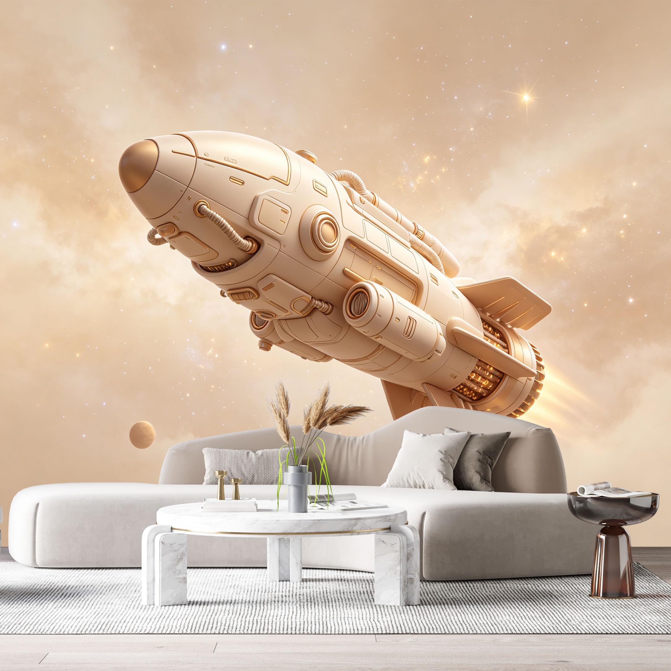 Custom Size Wall Mural Futuristic Spaceship SciFi Rocket Cosmic Voyage Space Exploration 3D Textured SelfAdhesive Art Prints Removable Large Wallpaper Esports Room Game Room Studio