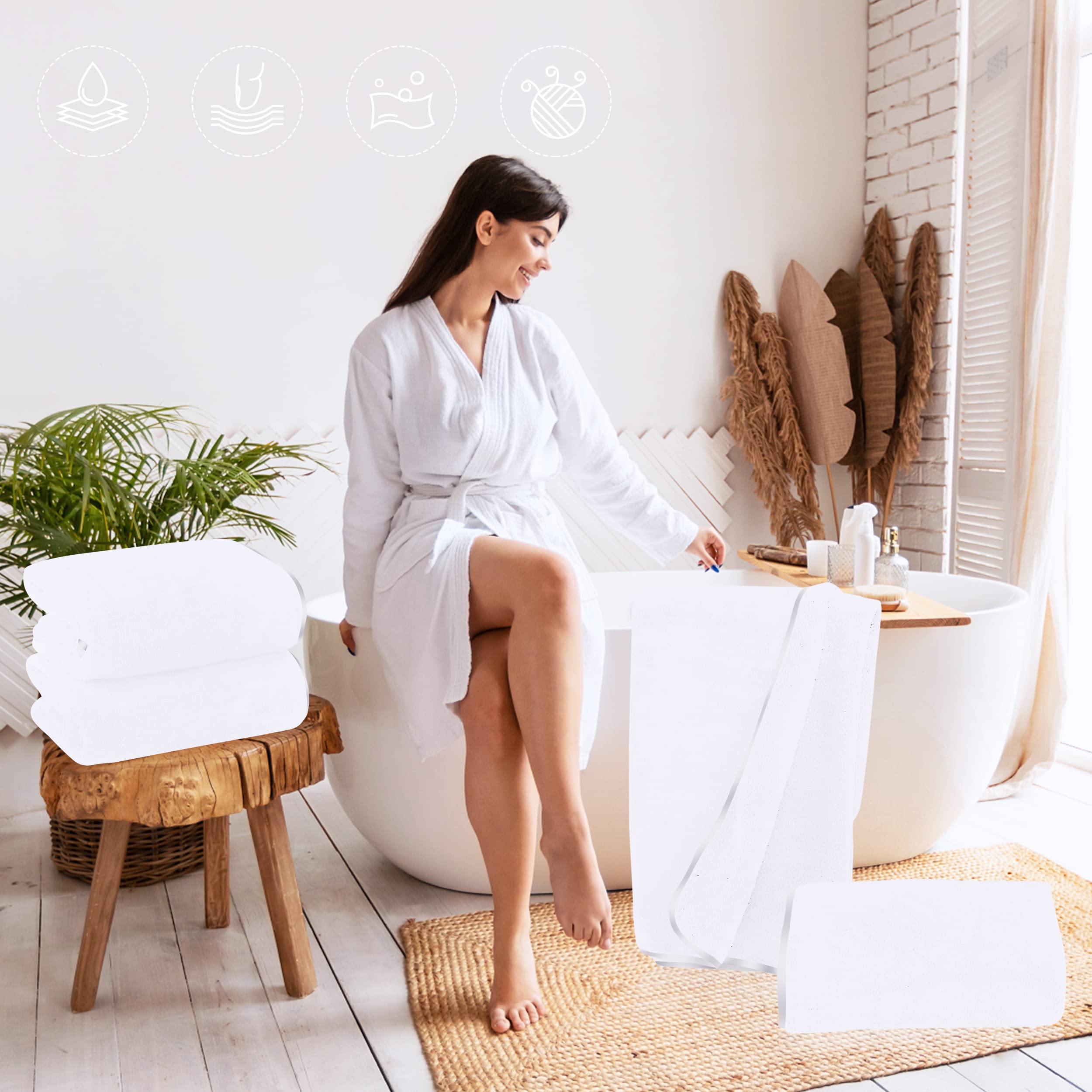 TENSTARS Asciugamani da bagno con orlo in seta, 68,6 x 139,7 cm, leggeri e sottili, ad asciugatura rapida, in morbida microfibra, assorbente per bagno, fitness, sport, yoga, viaggi, palestra