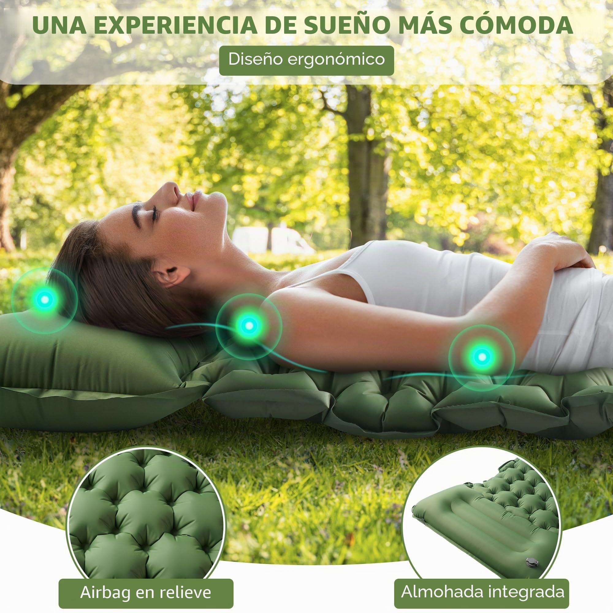 Esterilla Camping 2 Personas, Colchoneta Camping Ampliado y Grueso