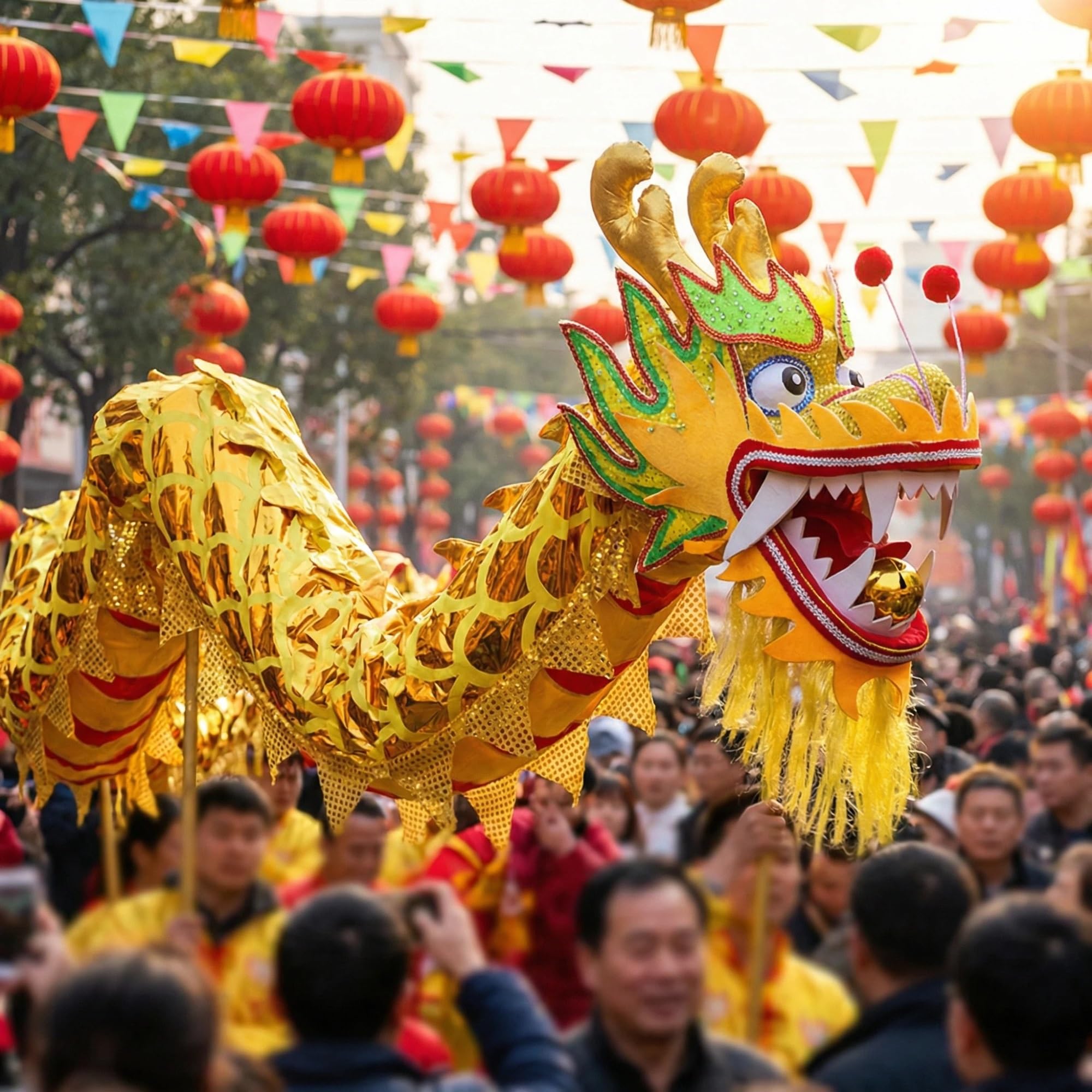 Chinesischer Drache Tanzkostüm für Gruppenauftritte, Outdoor-Sport & Festivals – 10 Personen Set