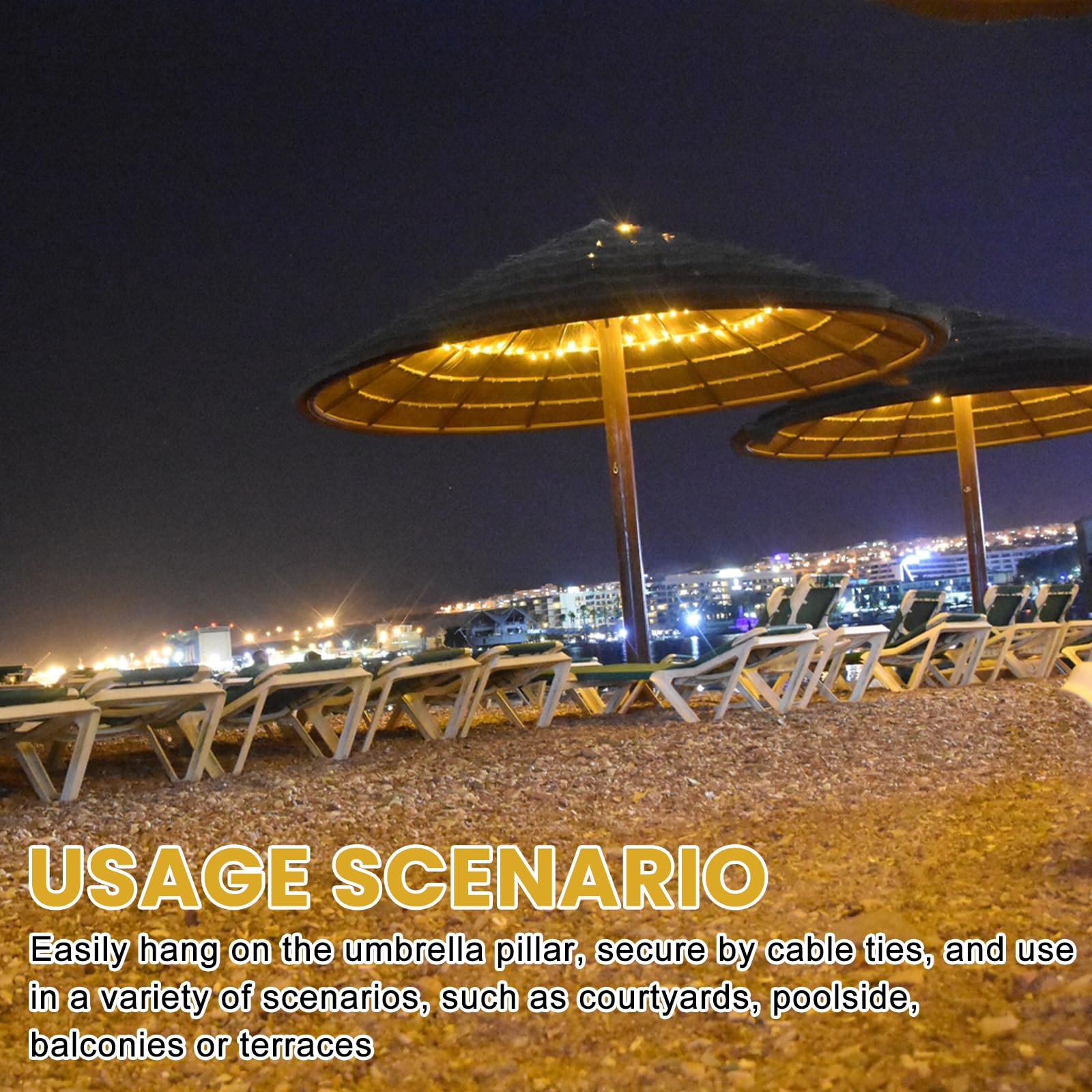 Cadena de luces solares para sombrilla, guirnalda de luces con 104 LED, luces solares para sombrilla, luces de sombrilla con mando a distancia, cadenas de luces para sombrilla, para tiendas de