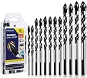 12-PCS Masonry Drill Bit Set & Concrete Drill Bit Set, 1/8 to 1/2 inch Professional Carbide Drill Bits Tip for Glass, Tile, Brick, Cement Concrete Plastic Wood etc. Masonry Drill Bits Set by DYRECELVE