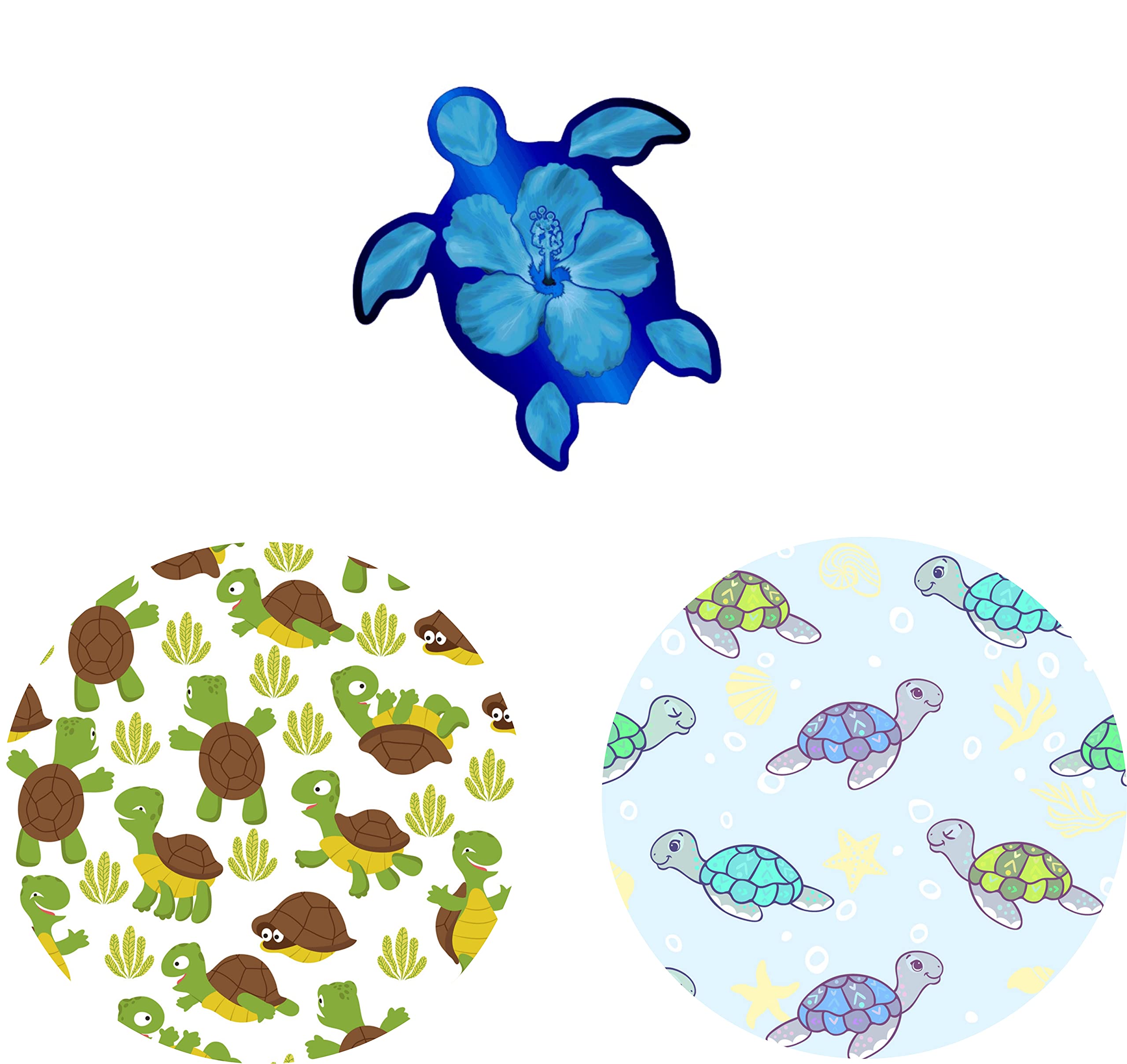 (3 Pack) Cell Phone Holder Blue Turtle Hibiscus Pattern Tortoise Expanding Grip Stand Finger Kickstand for Smartphone and Tablets