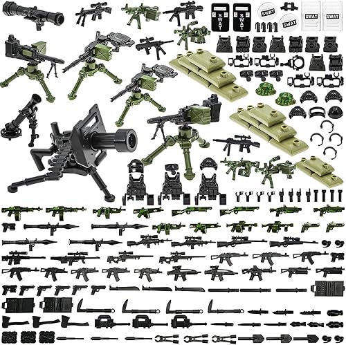 130 piezas de armas-ametralladoras-rifles compatibles con las principales marcas, minifiguras-complementos-base-militares-juguete-soldados-policía,