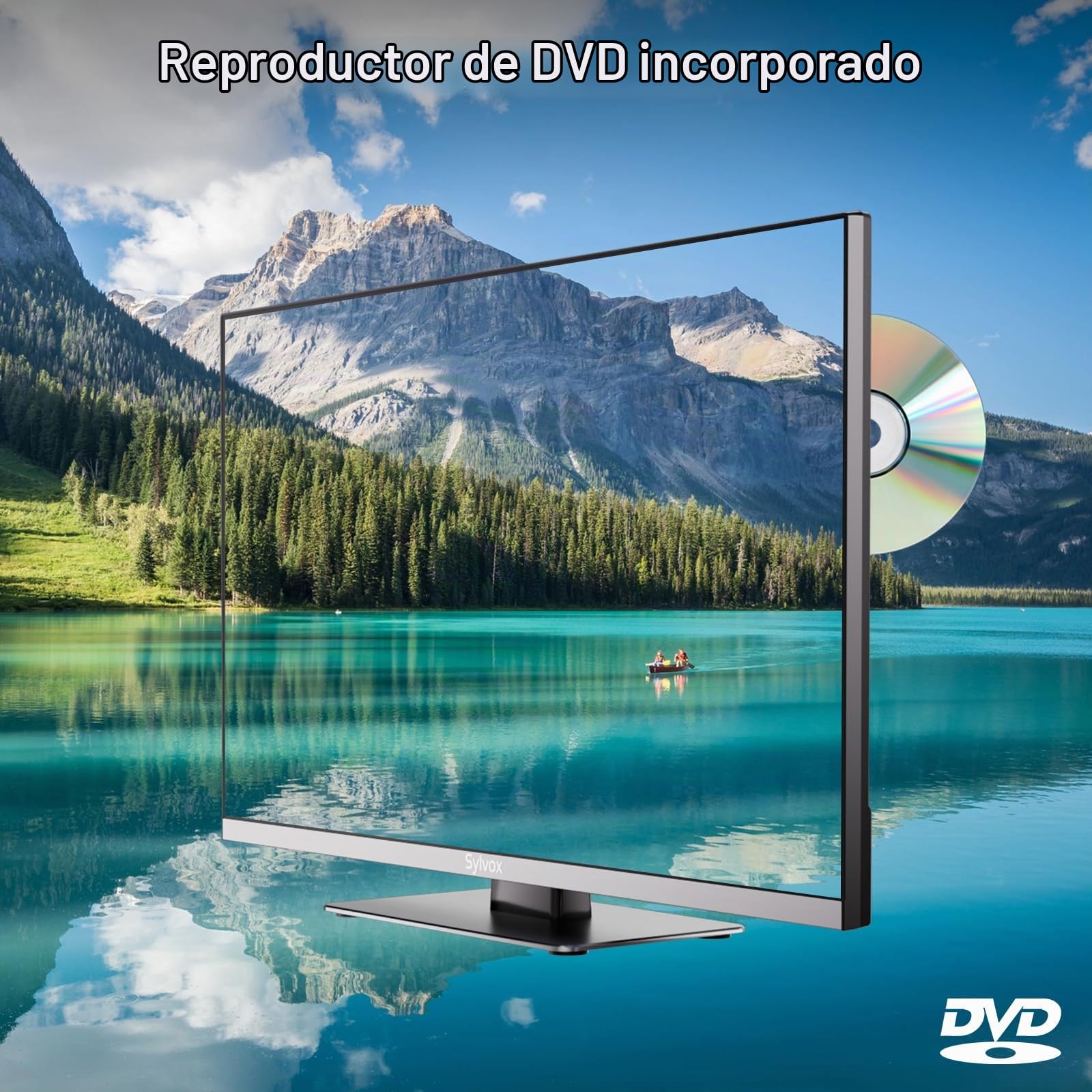 SYLVOX 24 Pulgadas (55 cm) Smart Camping Travel TV, DVD Play Incorporado, Google Televisor Full HD 1080P sin Bordes, Triple sintonizador DVB-C/T2/S2, HEVC, 12V TVpara caravanas, Camping y Camiones