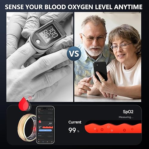 Miniatura 8 de Anillo inteligente para mujeres y hombres  Anillo de fitness de titanio con monitor de frecuencia cardíaca, sueño, paso y SpO2, seguimiento de