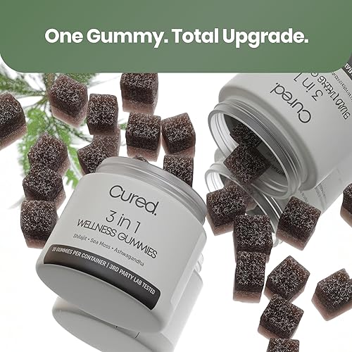 Miniatura 8 de Cured 3 en 1  Gomitas puras de Shilajit del Himalaya para hombres y mujeres  Musgo marino Ashwagandha y miel de manuka orgánica con más de 85