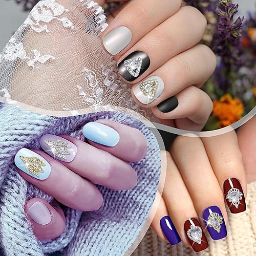 Miniatura 3 de XEAOHESY 20 dijes de uñas 3D dorados y plateados para uñas acrílicas, dijes de corazón con incrustaciones de diamantes de imitación transparentes,