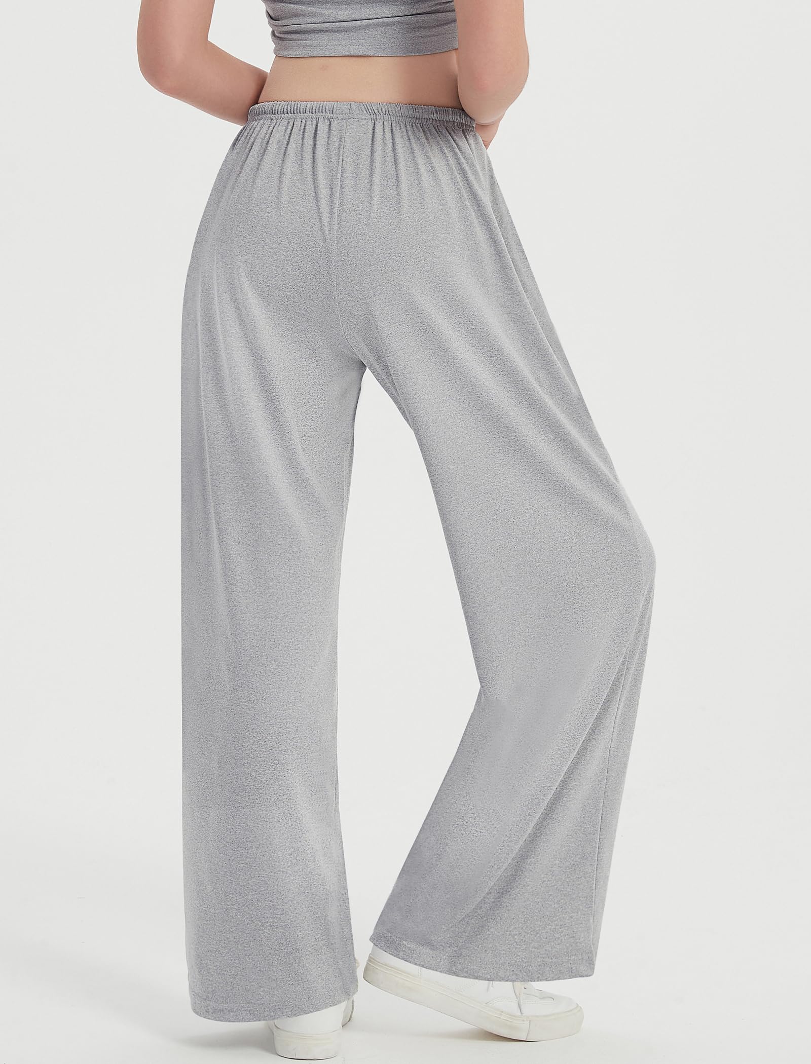 EXARUS Confezione da 3 pantaloni larghi da ragazza a gamba larga con coulisse in vita pantaloni della tuta larghi casual carini per adolescenti 8-14 anni