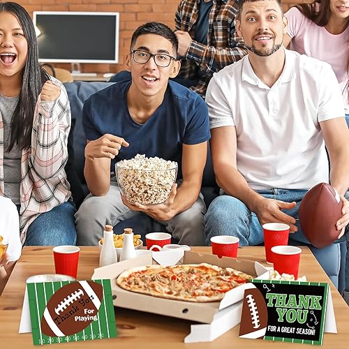 Miniatura 7 de AnyDesign - Paquete de 32 tarjetas de agradecimiento de fútbol con sobres, 4 tarjetas de notas de rugby en blanco, tarjetas de agradecimiento para