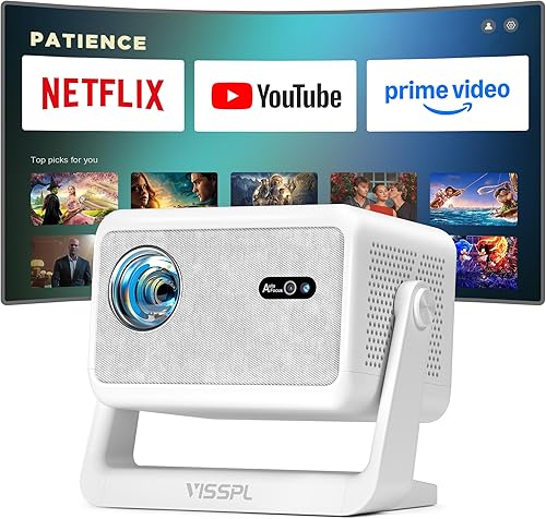 Licencia de Netflix y 1500 ANSI Mini proyector con WiFi y Bluetooth, enfoque automático y proyector inteligente portátil Keystone 4K compatible con