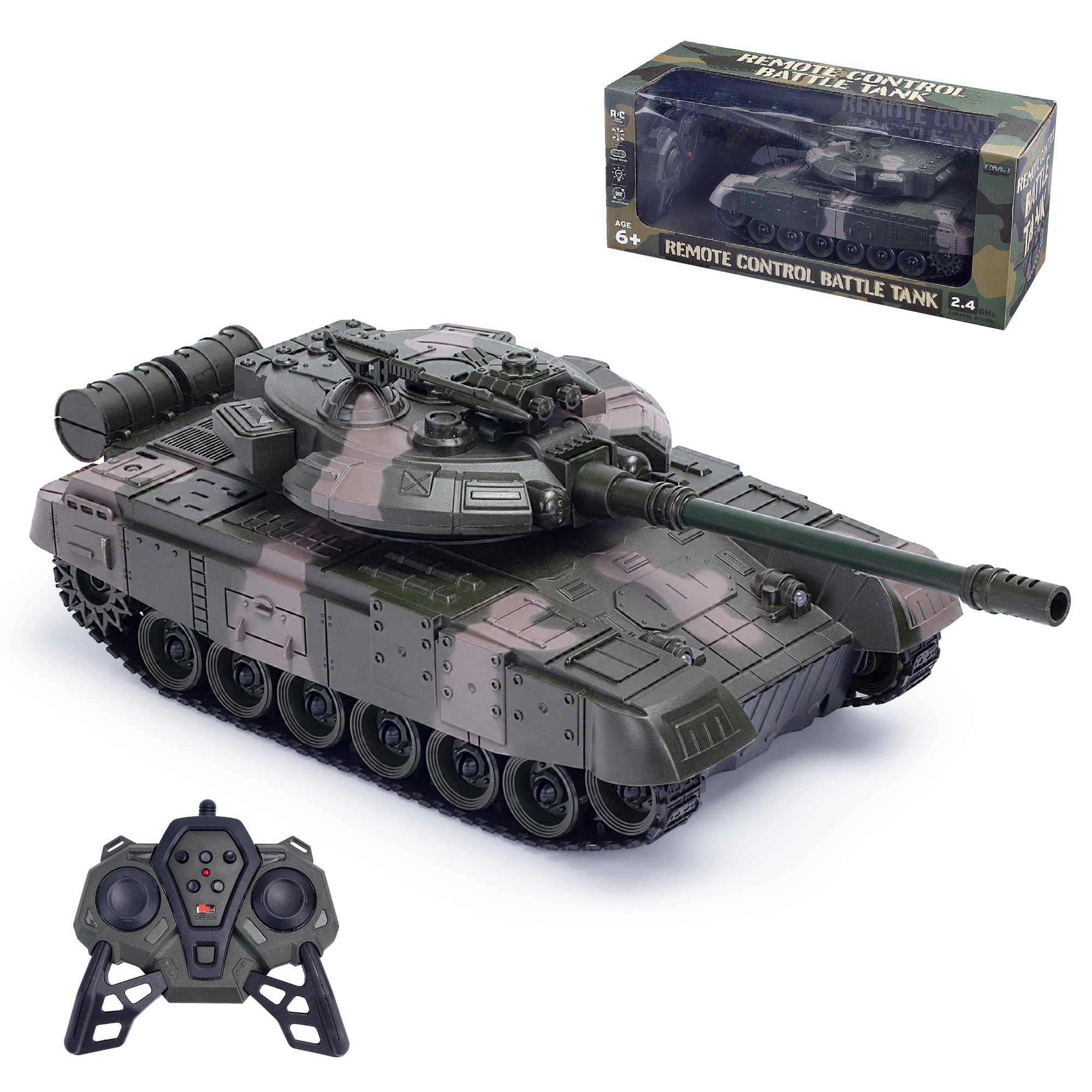 RC Tank 1:20 Scale - 2.4GHz Remote Controlled Military Toy with Realistic Sounds & Lights, Children & Adults