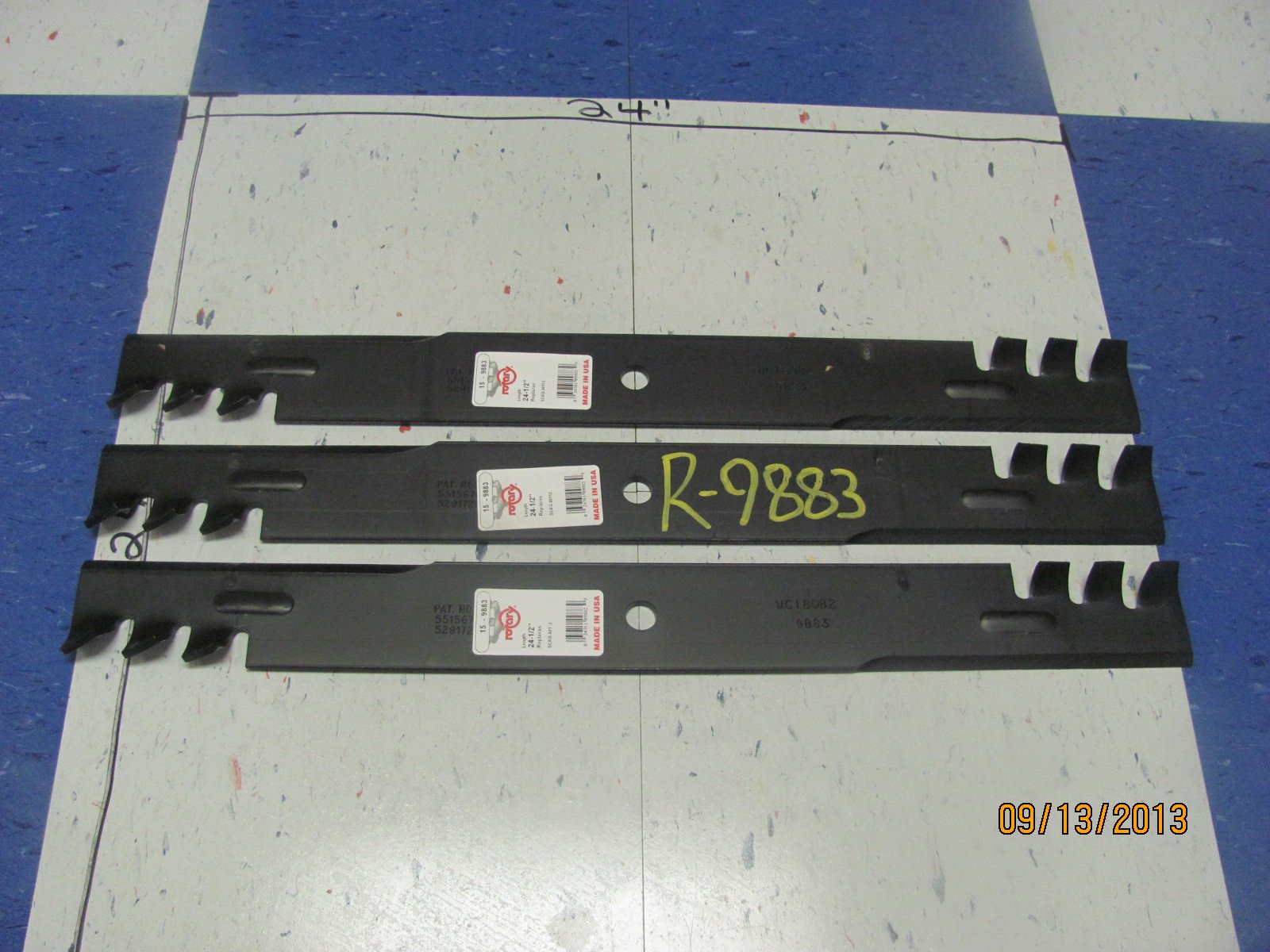 Rotary 9883-lot de 3-USA cuchillas, Scag 48112 481709, hoja comercial cubrición