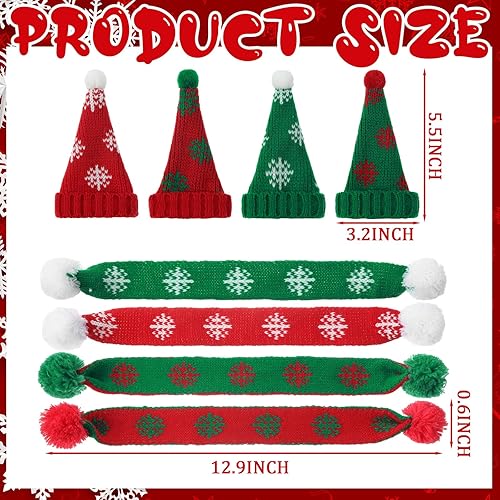 Vista 83 de Geyoga 8 piezas de mini sombreros y bufandas de Papá Noel, accesorios de Navidad, sombrero de gnomo pequeño para manualidades, bricolaje para Blanco