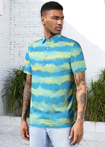 Miniatura 8 de TAPULCO Polo de secado rápido para hombre, diseño de camuflaje, atlético, ligero, transpirable, informal, para golf