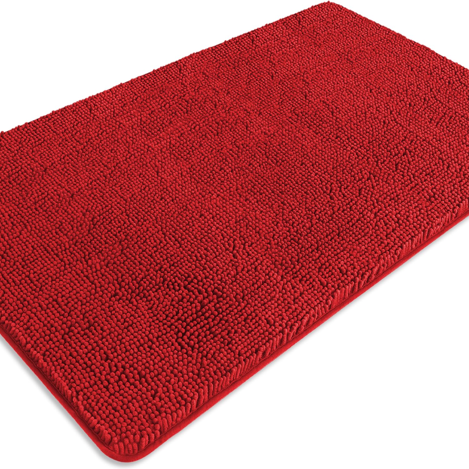 PureSwan Bathroom Runner Rug 30 x 50 Inch – Extra Large Long Bath Mat | Absorbent and Washable Thick Chenille Bath Rug Non-Slip Runner Rug for Bathroom, Shower, Sink(Red)