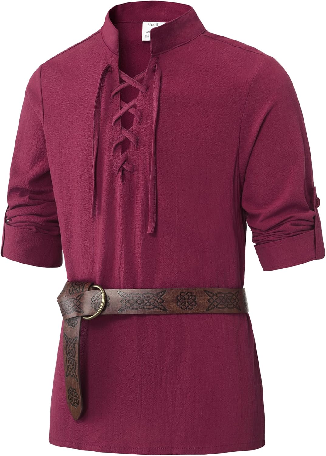 Boys Long Sleeve Cotton Lace up Shirts for Renaissance Pirate Viking Medieval Costume Without Belt