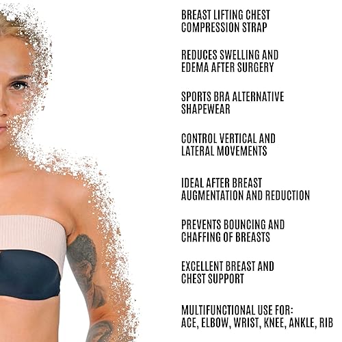 Miniatura 5 de Banda estabilizadora de implantes mamarios, correa de aumento y reducción de senos poscirugía, cinturón de pecho, vendaje de soporte mamario, talla