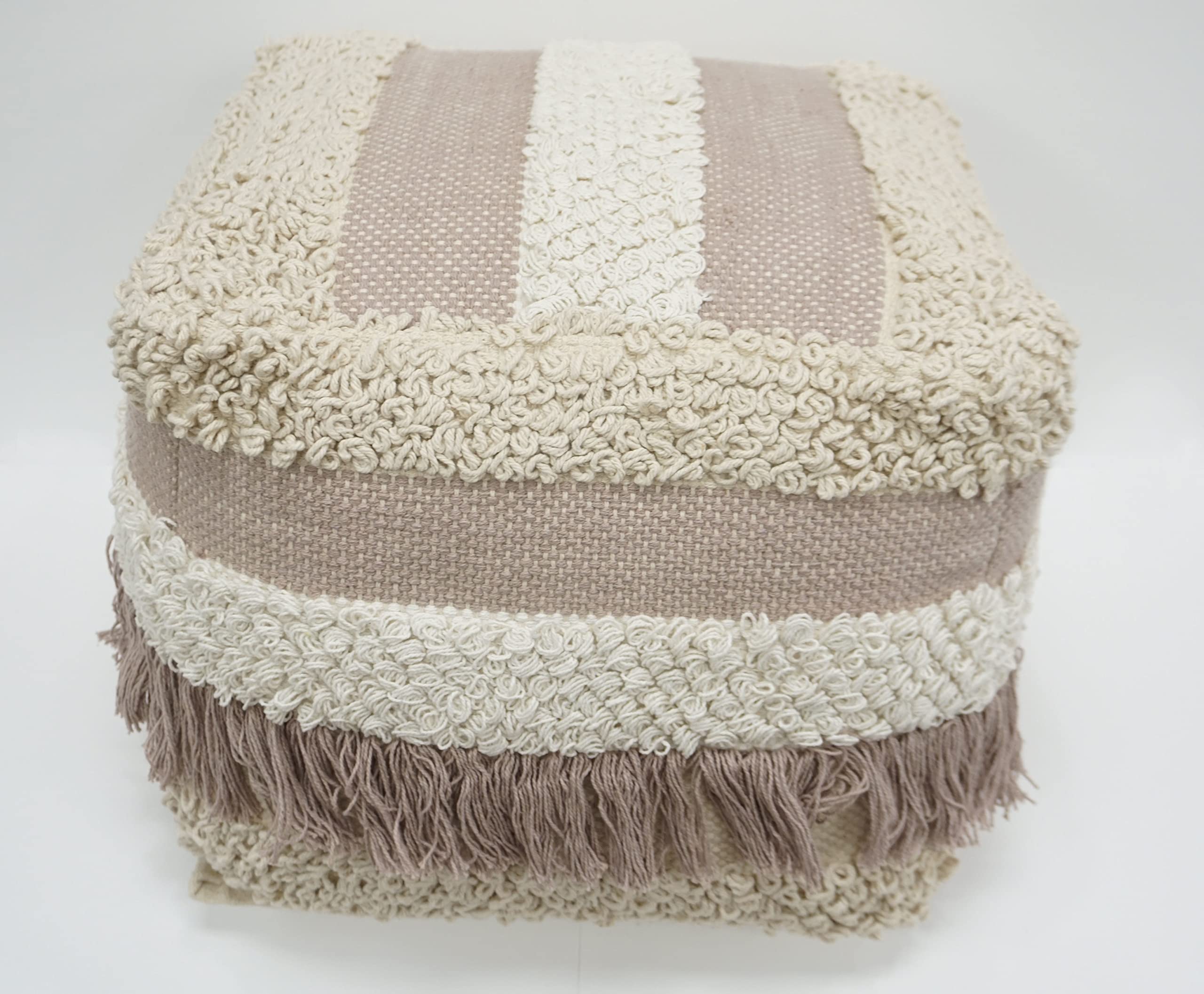 Home&Manor Wool Cotton 16" Pouf Ottoman-picture-16