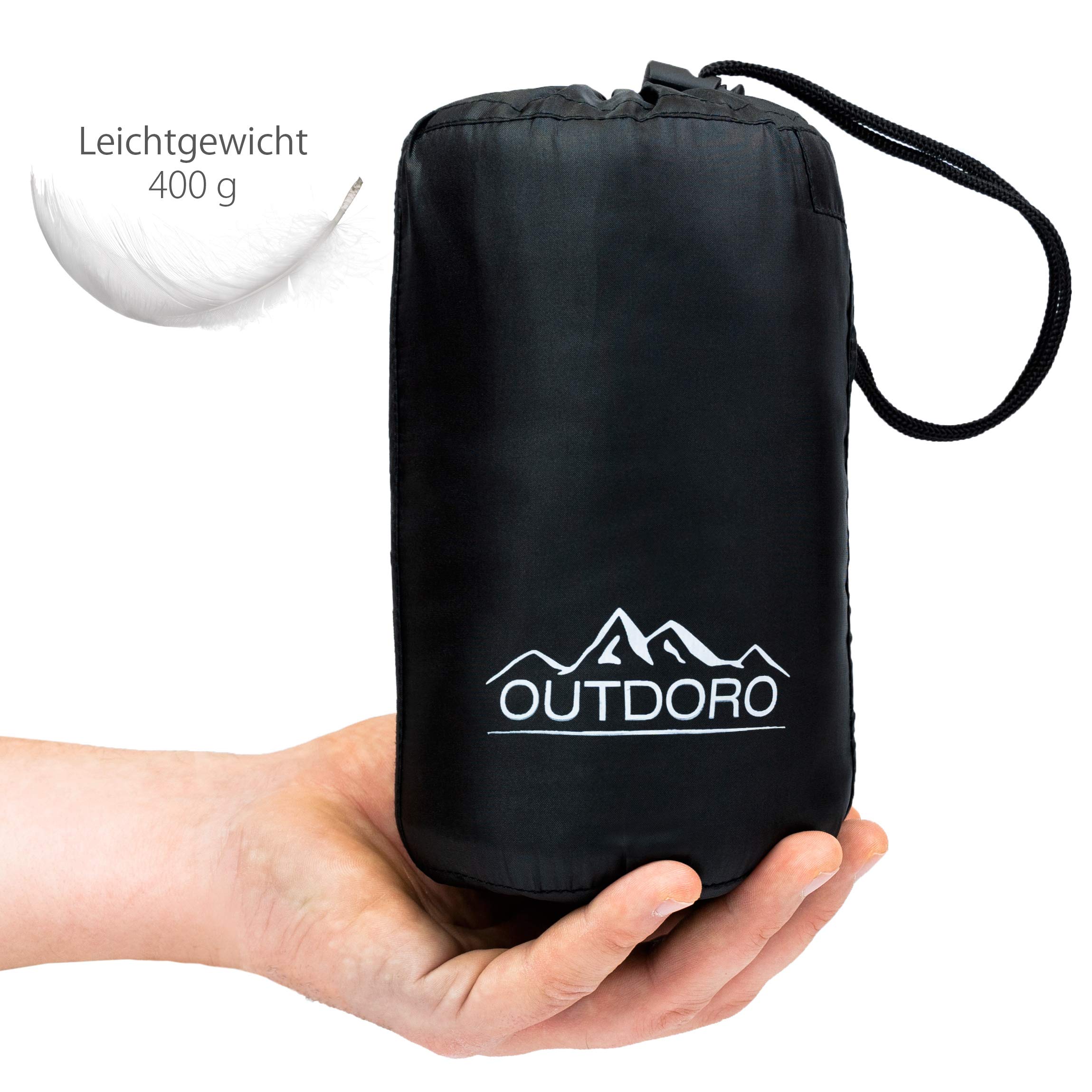 Outdoro Isopeak koc podróżny – 210 x 155 cm – ultralekki koc do podróży – niewielkie wymiary po spakowaniu – miękki i oddychający