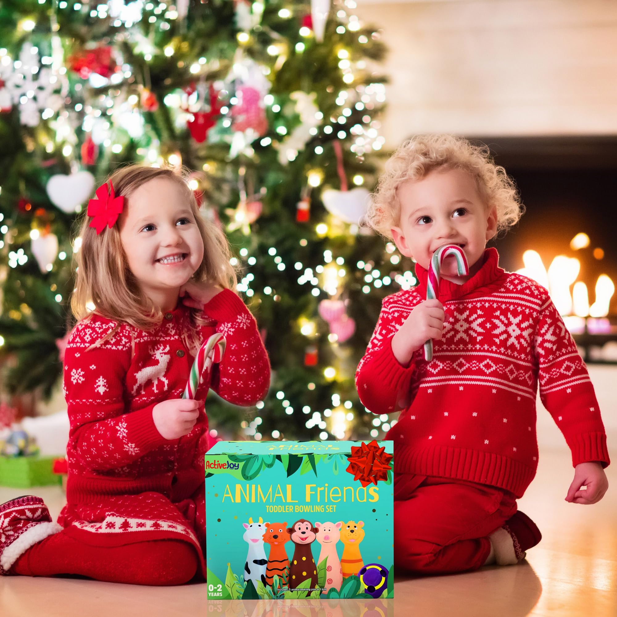 ActiveJoy - Toddler Bowling Set - Bowling Games for Kids Indoor - Real Animal Toy, 5 pins, 1 Ball for Family - 0-2 Years Old - Image 4