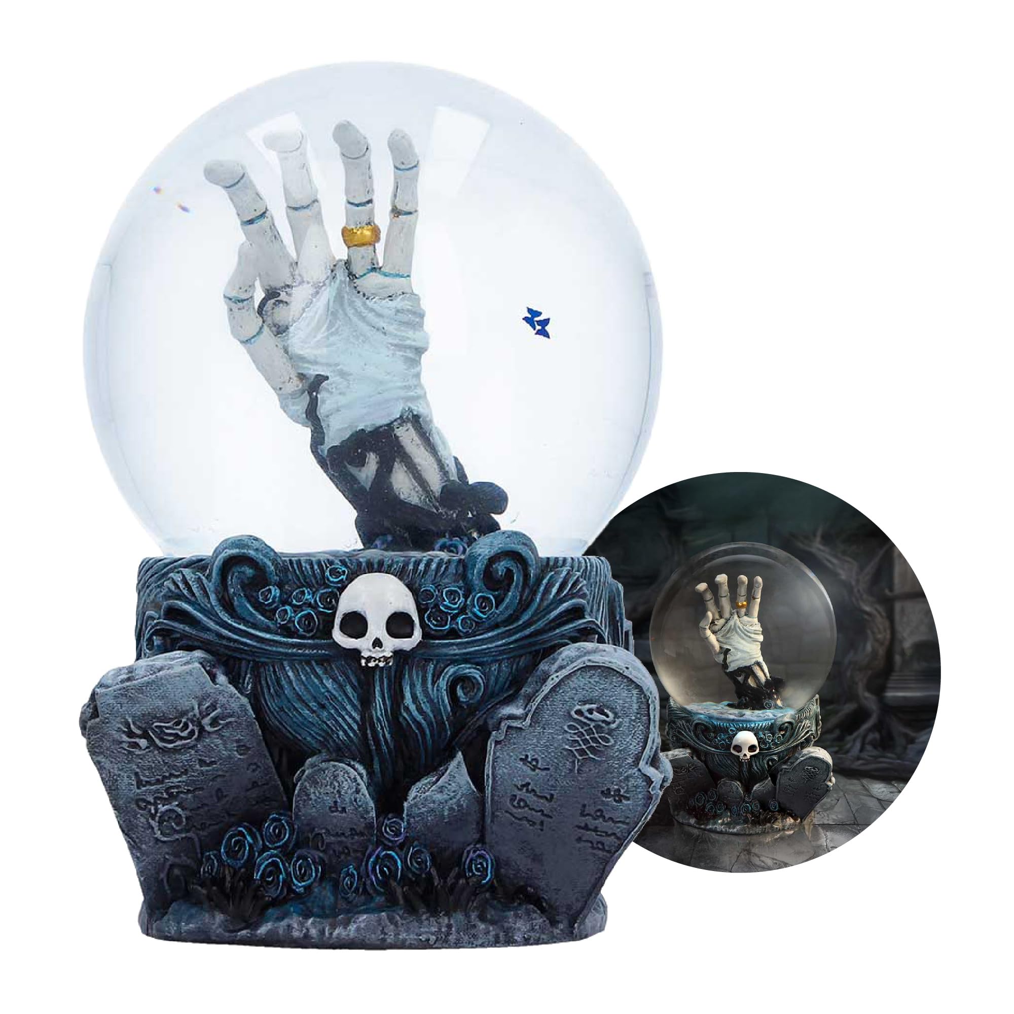Nemesis Now Corpse Bride Snow Globe 15cm - Officially Licensed Tim Burton Collectible with Emily’s Hand and Gothic Resin Base, Glass Globe, For Fans