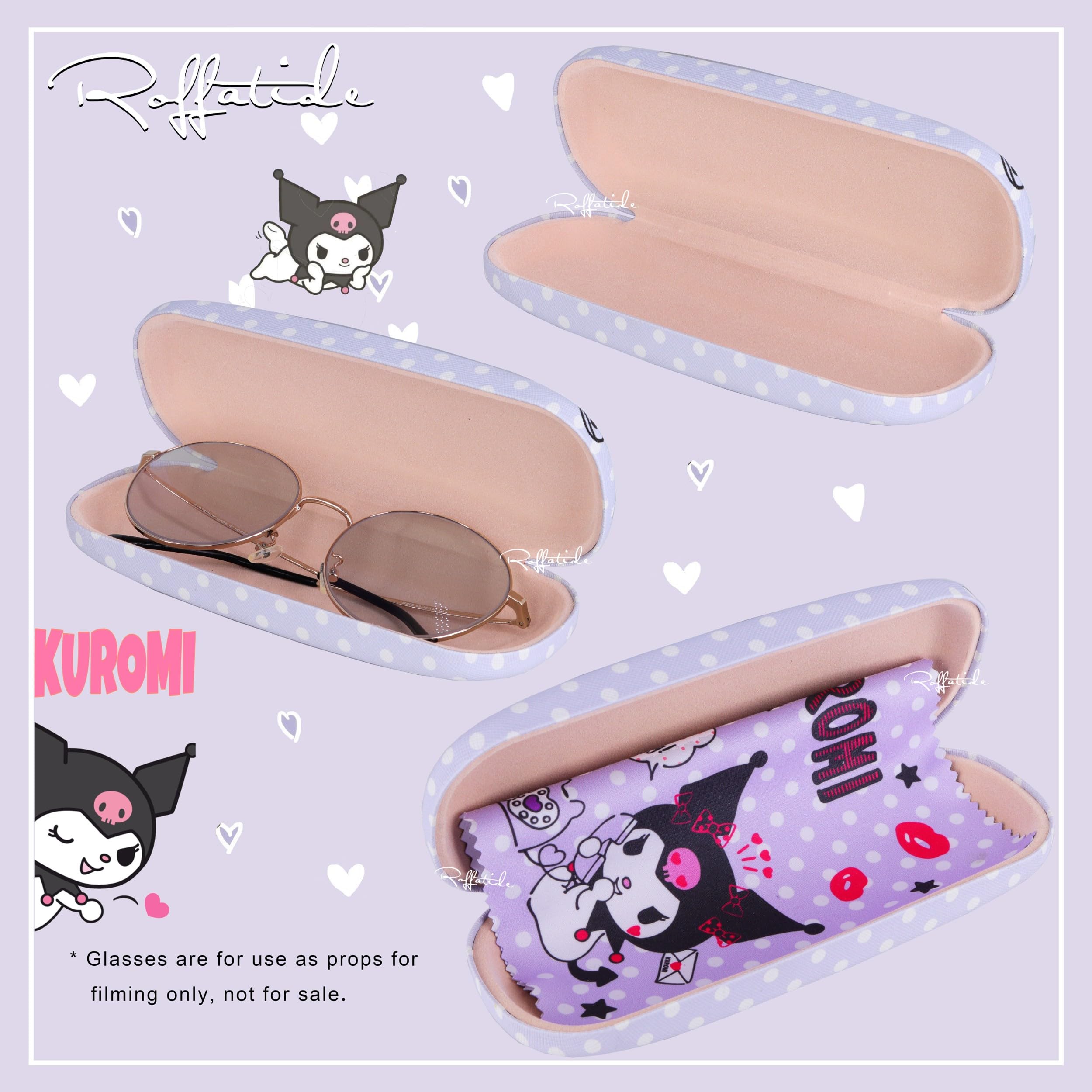 Roffatide Anime różowy kreskówka etui na okulary twarda obudowa na okulary z ściereczką do okularów przenośne ochronne pokrowiec na okulary dla chłopców dziewcząt