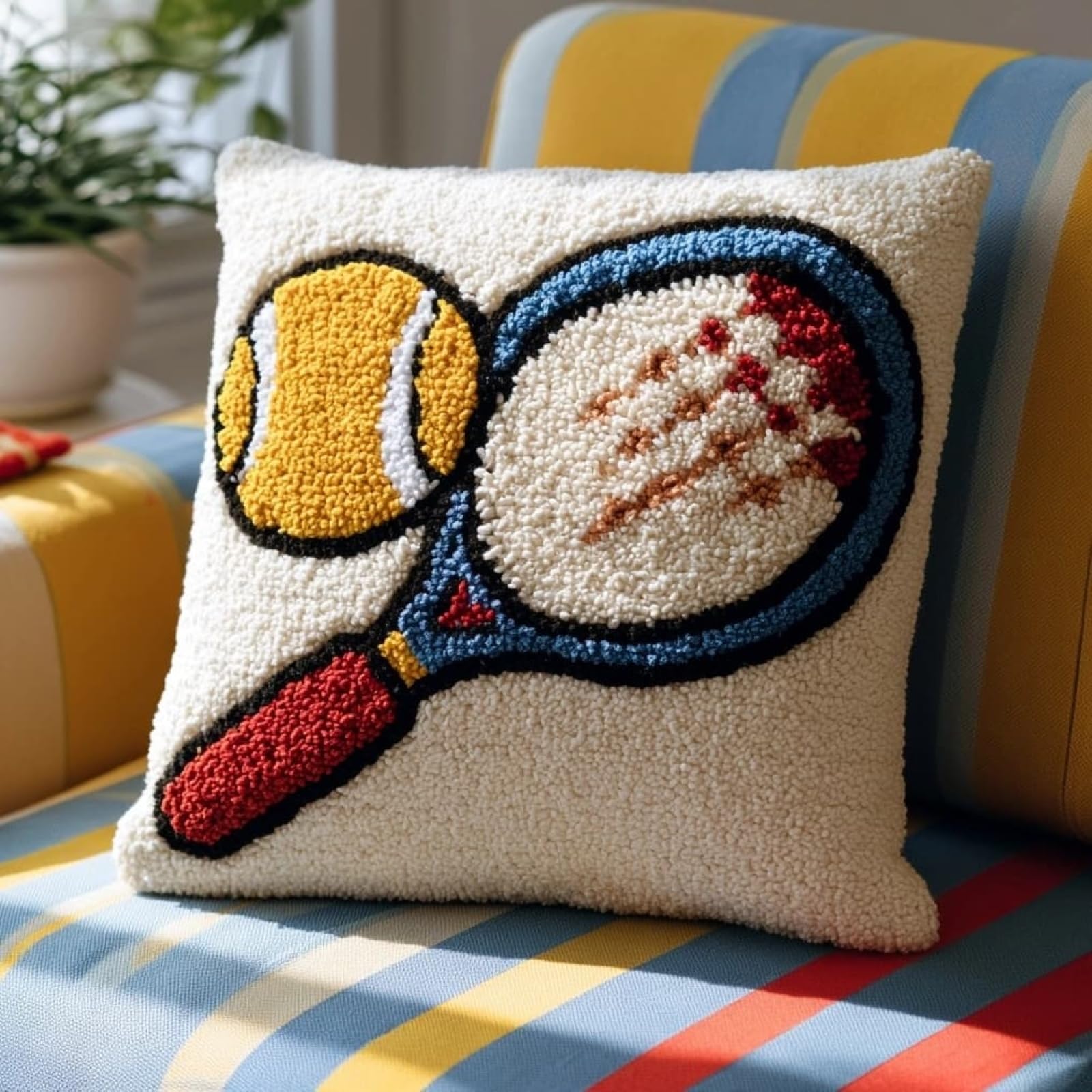 AxiangziK Beginners DIY Crochet Pillow Kit,Tennis