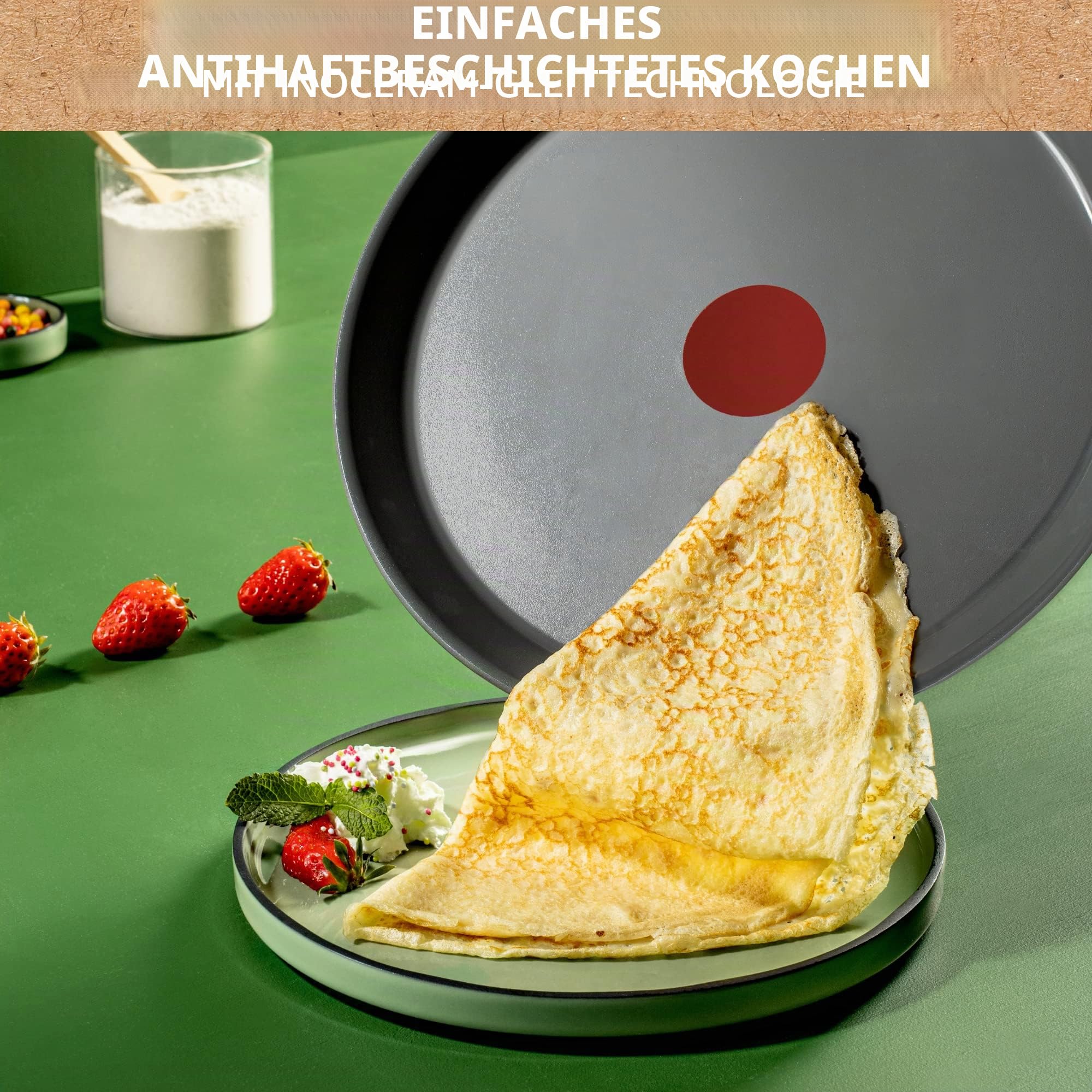 Tefal Renew C4253913 Crêpe-Pfanne, 28 cm, Induktion, Keramik-Antihaftbeschichtung, umweltfreundlich, recycelt, gesundes Kochen, Thermo-Signal, C4253913