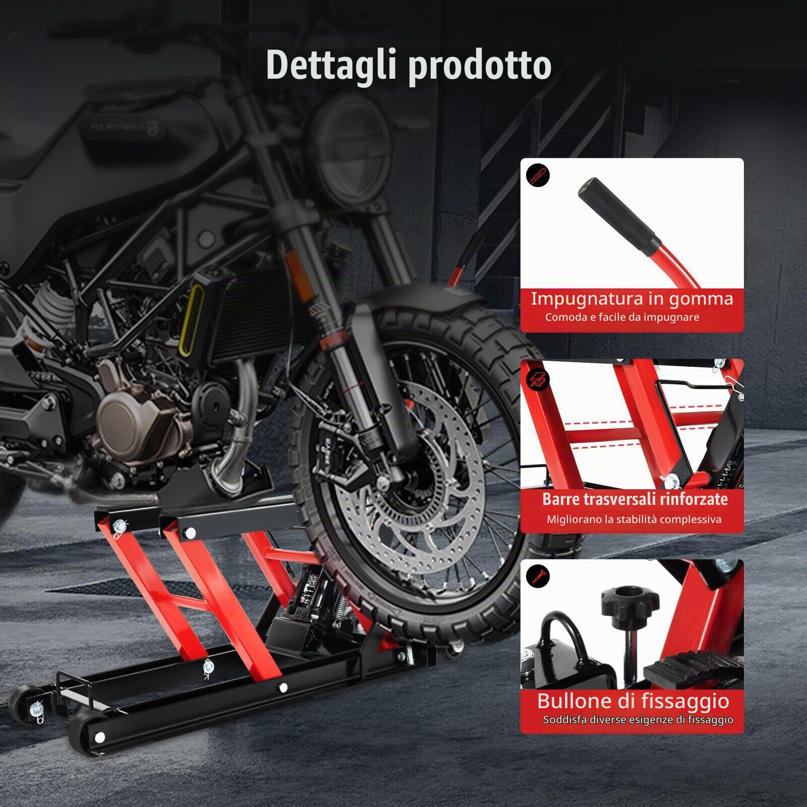 DIFU - Sollevatore per moto, 680 kg, supporto per moto, robusto ponte sollevatore idraulico a forbice, durevole con supporto protettivo